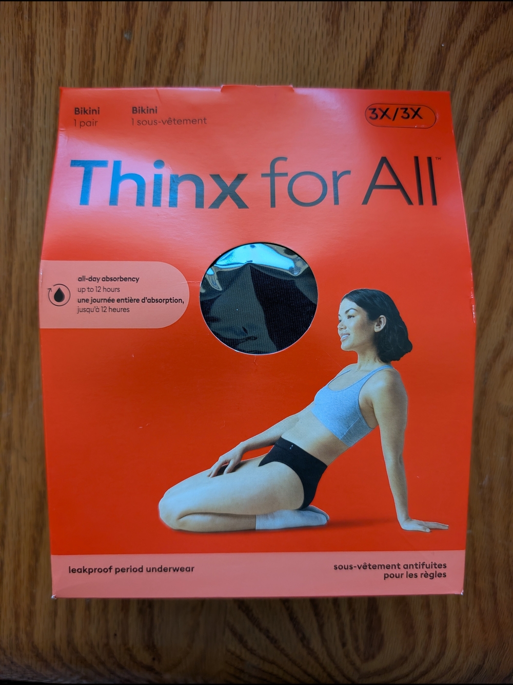 NIB Thinx for All Period Panties, Size 3X, 1 Black Bikini